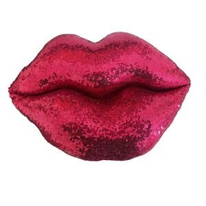 Isaac Mizrahi Sequin PILLOW Home Decor 👄Gorgeous Pink LIPS Kiss VALENTINE'S DAY